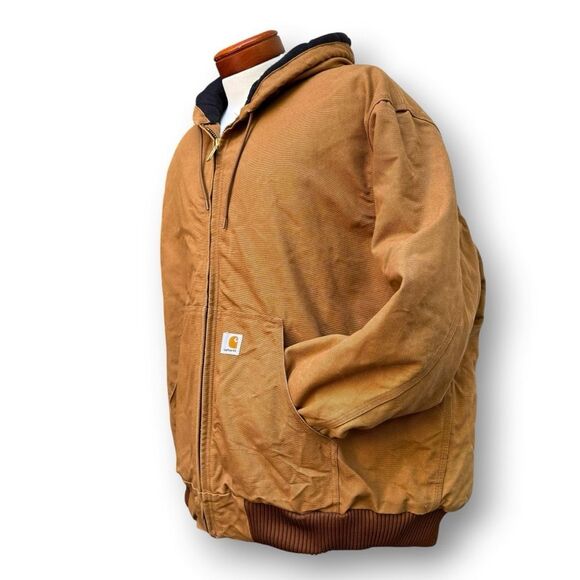 Vintage Carhartt J140 BRN Hooded Active Jacket Quilted Men’s size XXL 2XL Wheat - Picture 6 of 12